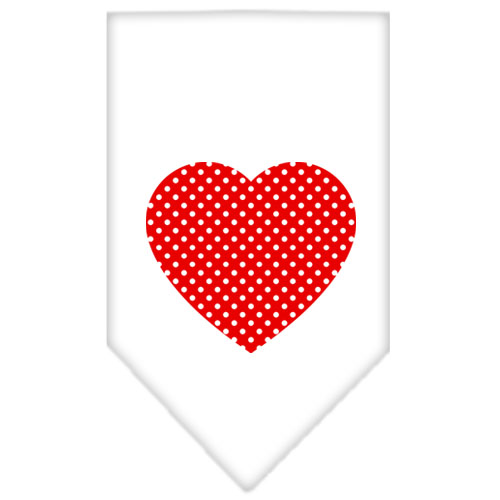 Red Swiss Dot Heart Screen Print Bandana White Large